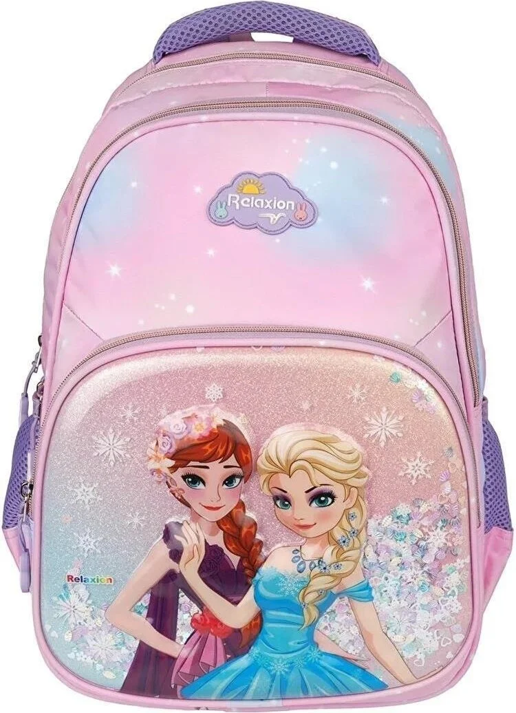 Relaxion Girl's Embossed Figured and Sequined 3-Piece Set Primary School Backpack with Nutrition and Pen Holder RLX1370