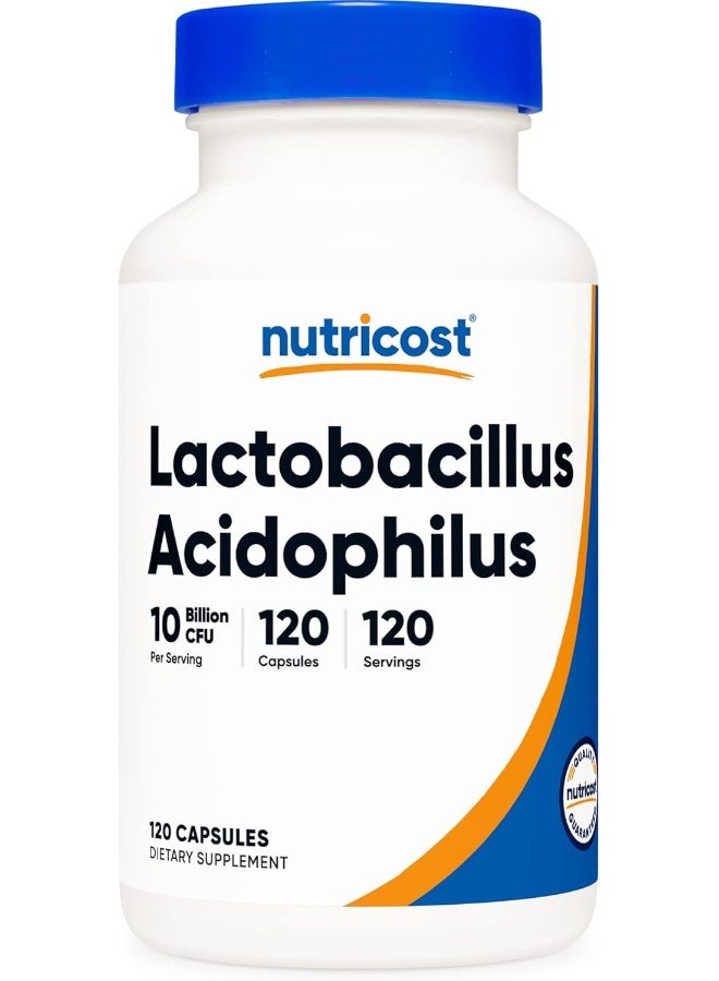 Nutricost Lactobacillus Acidophilus 10 Billion Cfu, 120 Veggie Capsules - Positive Probiotic Balance - Image 1