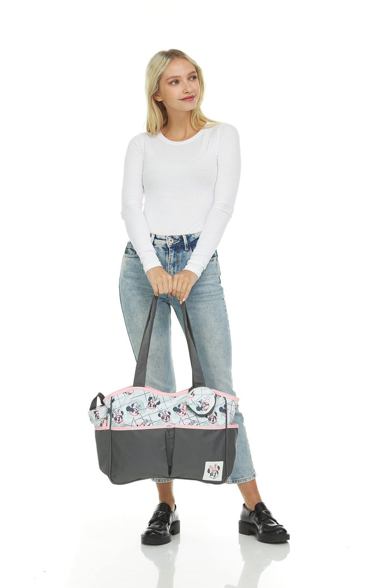 Disney حقيبة حفاضات ديزني كودلي للأمهات | حقيبة حفاضات سفر واسعة وكبيرة لحديثي الولادة من الأولاد والبنات | حقيبة أطفال متعددة الوظائف بعرض 17 بوصة مع أنماط لطيفة - Image 4