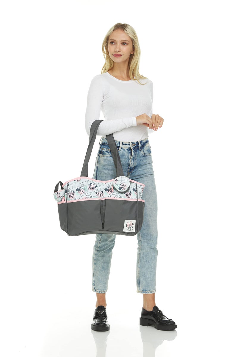 Disney حقيبة حفاضات ديزني كودلي للأمهات | حقيبة حفاضات سفر واسعة وكبيرة لحديثي الولادة من الأولاد والبنات | حقيبة أطفال متعددة الوظائف بعرض 17 بوصة مع أنماط لطيفة - Image 5