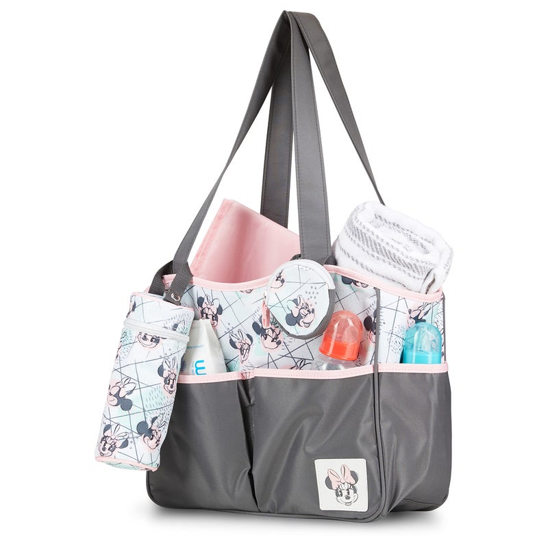 Disney حقيبة حفاضات ديزني كودلي للأمهات | حقيبة حفاضات سفر واسعة وكبيرة لحديثي الولادة من الأولاد والبنات | حقيبة أطفال متعددة الوظائف بعرض 17 بوصة مع أنماط لطيفة - Image 3