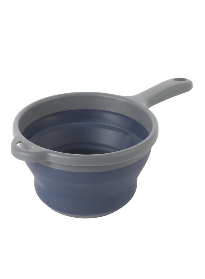 Oster Bluemarine Foldable Handled Strainer – 7-Inch Collapsible Colander for Pasta, Veggies, Fruits, Compact Kitchen Tool, Dishwasher Safe, Blue/Grey - Image 1