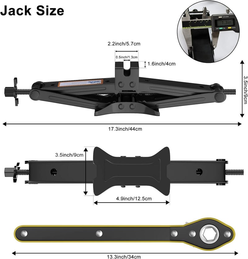 TRADY جاك تاردى المقص لجميع السيارات جاك مقص لرفع السيارات أجزاء خارجية للسيارات جاك مقص لجميع السيارات هاتشباك وسيدان (1.5 طن) - Image 2