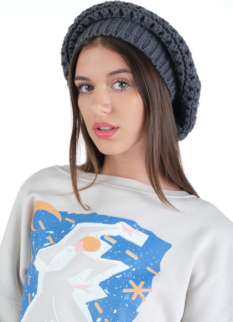 Elif Iç Giyim Women's Knitwear Single Layer Painter Beret  - Image 1