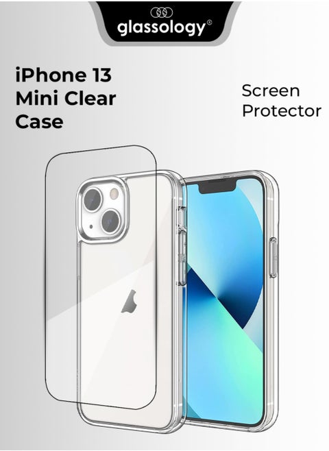 iPhone 13 Mini Clear Case with Screen Protector,[NOT Yellowing] Transparent Crystal TPU Cover,Slim Fit Shockproof Protective Phone Case for iPhone 13 Mini 5.4"