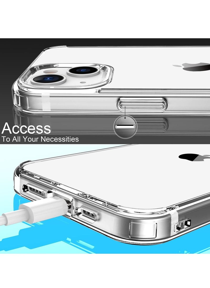 iPhone 13 Mini Clear Case with Screen Protector,[NOT Yellowing] Transparent Crystal TPU Cover,Slim Fit Shockproof Protective Phone Case for iPhone 13 Mini 5.4"