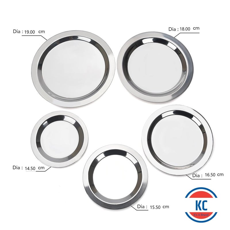 KC Stainless Steel Heavy Gauge Ciba/Lids/Tope/Cheeba Cover Set of 5 Pcs (14.5cm, 15.5cm, 16.5cm, 18.0cm, 19.0cm), Silver - Image 3