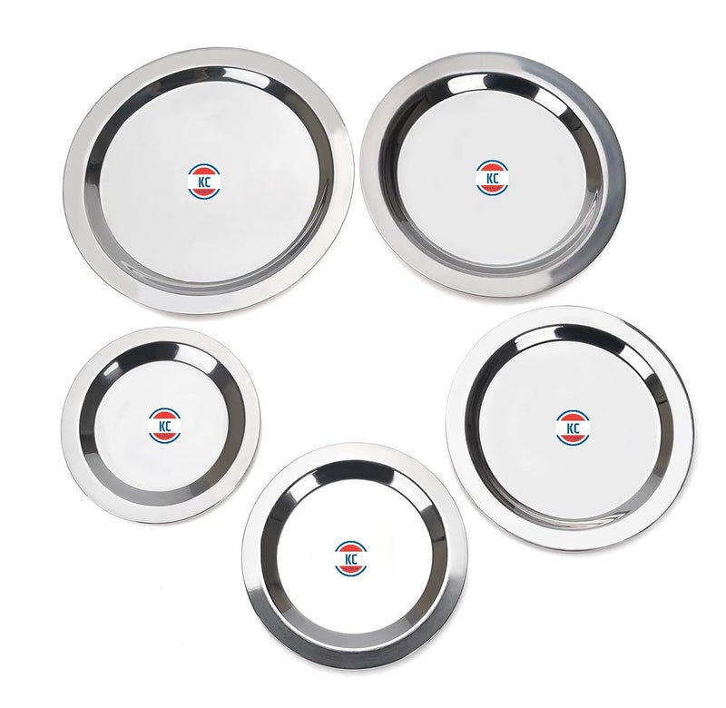 KC Stainless Steel Heavy Gauge Ciba/Lids/Tope/Cheeba Cover Set of 5 Pcs (14.5cm, 15.5cm, 16.5cm, 18.0cm, 19.0cm), Silver - Image 1