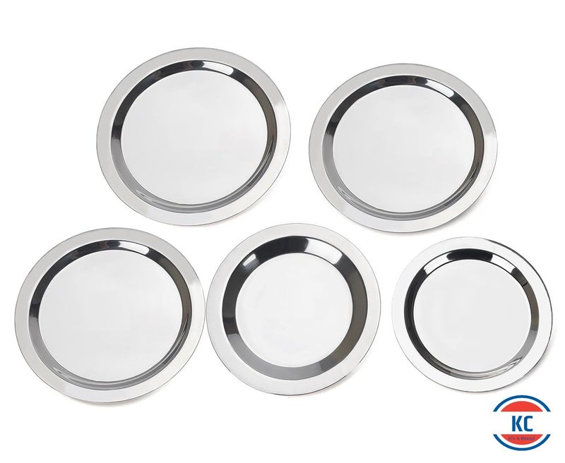 KC Stainless Steel Heavy Gauge Ciba/Lids/Tope/Cheeba Cover Set of 5 Pcs (14.5cm, 15.5cm, 16.5cm, 18.0cm, 19.0cm), Silver - Image 5