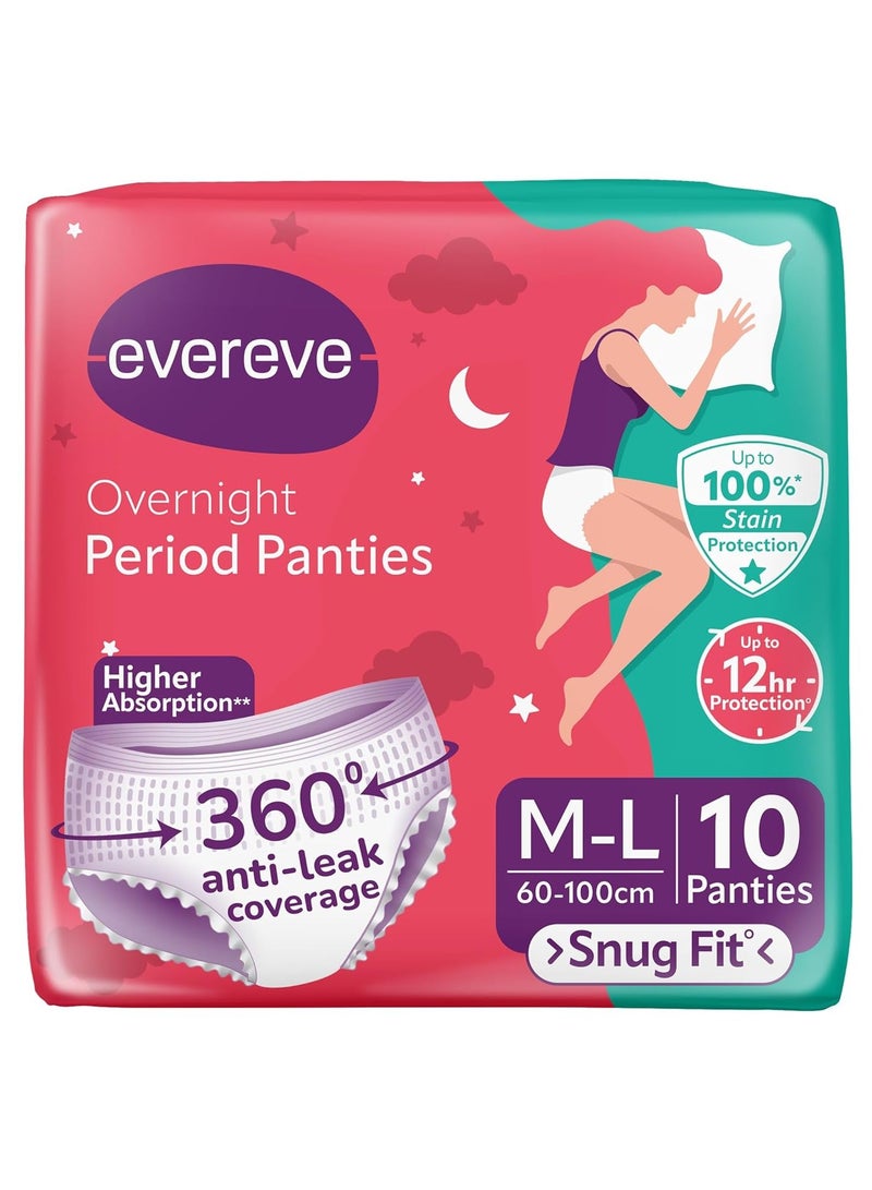 Evereve Period Panties Medium - Large (60-100cm) 10 Pieces | 360° Leak Proof | Sanitary Napkin, Maternity Pad, Postpartum Pad, Disposable Panty  | High Absorbency Upto 12 Hours Protection for Heavy Flow | Snug Fit - Image 1