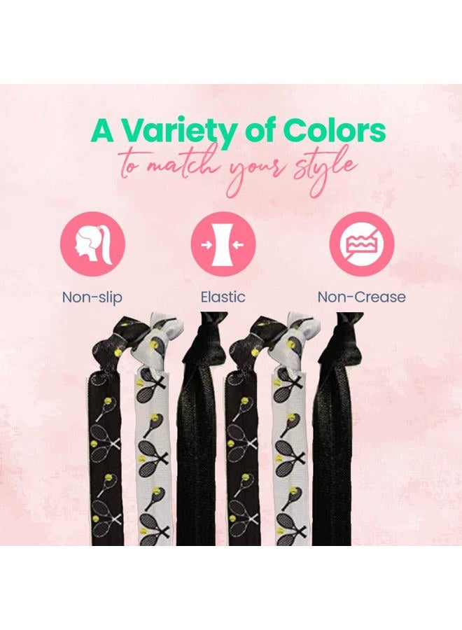 Sportybella Tennis Hair Accessories for Girls (Black/White) - No Crease Hair Ties or Elastics, Tennis-Inspired Design for Players, Stylish Hair Accessories for Young Tennis Players - (6 pcs) - Image 4
