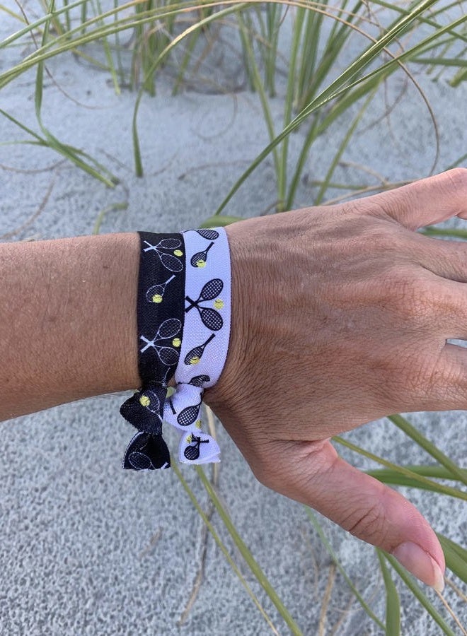 Sportybella Tennis Hair Accessories for Girls (Black/White) - No Crease Hair Ties or Elastics, Tennis-Inspired Design for Players, Stylish Hair Accessories for Young Tennis Players - (6 pcs) - Image 2