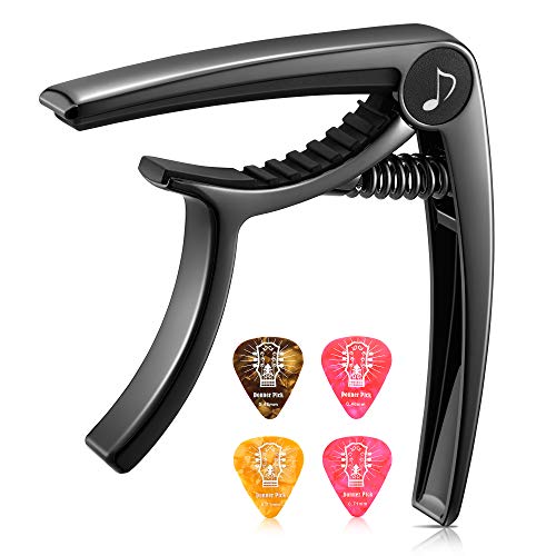 Donner DC-2 Guitar Capo for Acoustic and Electric Guitar, Black - Image 1