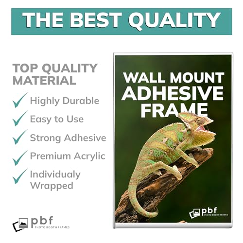 pbf PHOTO BOOTH FRAMES pbf 4x6 Wall Mount Picture Frames | Adhesive 4 x 6 Clear Acrylic Frames | No Hole, No Drilling, Wall Mounted Photo Holders for Locker, Photo Board, Art Display, Sign Holder (10-Pack) - Image 4