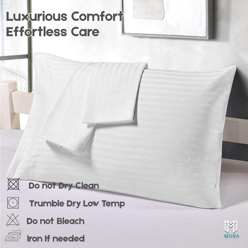 MUSA MUSA® 100% Cotton Stripe Pillowcases with Envelope Closure | Dust Mite Proof & Stain Resistant Soft Hotel Quality Pillow Protectors with Washable & Wrinkle Free Covers (2, White, 50 x 65cm) - Image 5