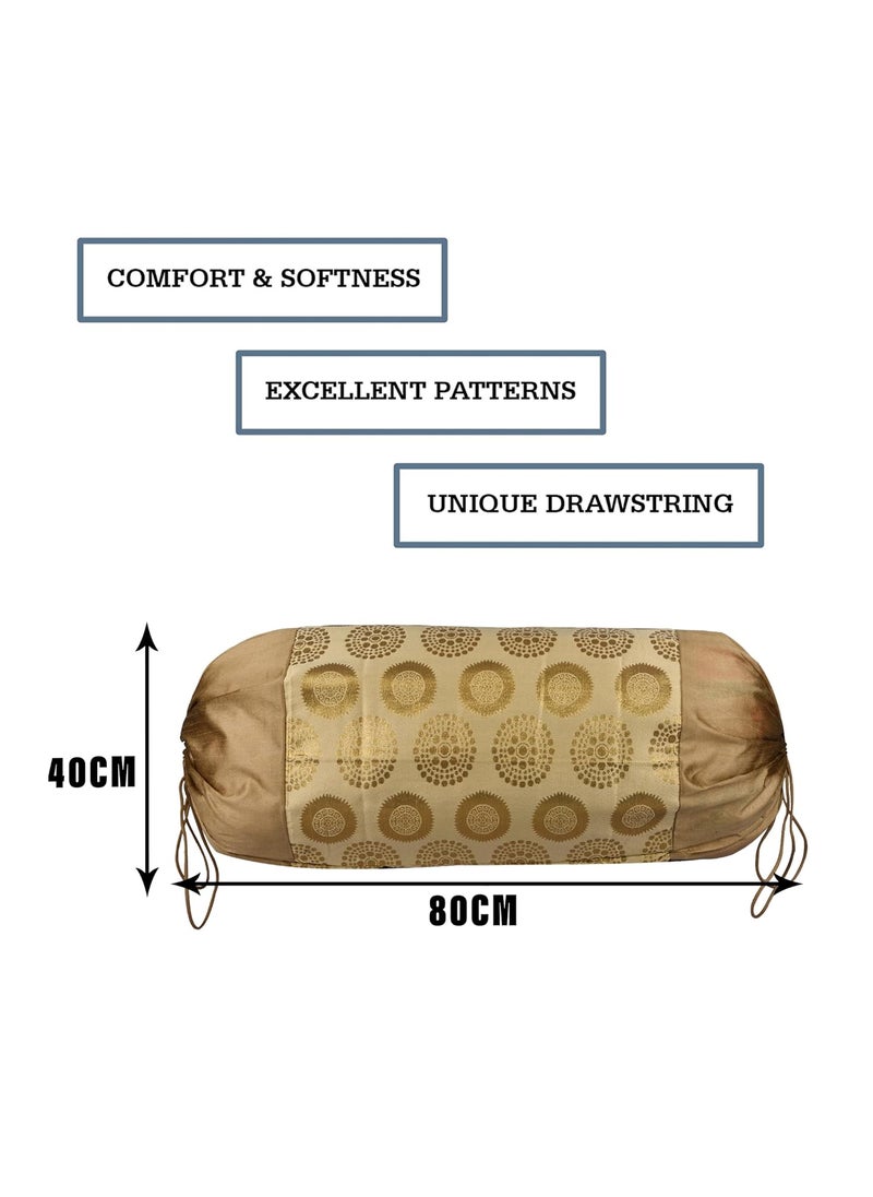 Kuber Industries Kuber Industries Bolster Covers Polyester Bolster Cover Set Diwan Bolster Cover Set Banarasi Gola Masand Cover 16x32 Inch Pack of 6 Golden  - Image 3
