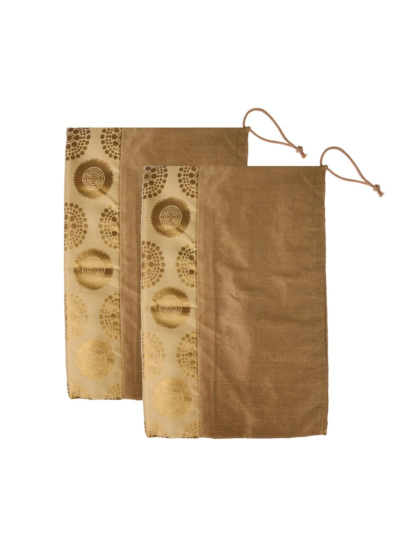 Kuber Industries Kuber Industries Bolster Covers Polyester Bolster Cover Set Diwan Bolster Cover Set Banarasi Gola Masand Cover 16x32 Inch Pack of 6 Golden  - Image 4