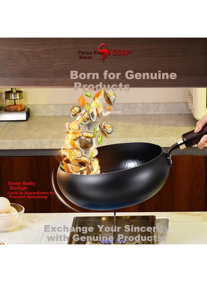 Ssgp Zhangqiu Big Belly Cast Iron Wok Frying Pan Small Iron Pan Opened Pot Non-stick Coating Flat Bottom Gas Stove Induction Cooker 24cm 38531 - Image 3