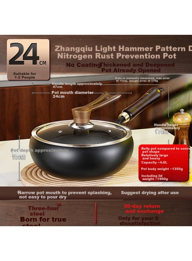 Ssgp Zhangqiu Big Belly Cast Iron Wok Frying Pan Small Iron Pan Opened Pot Non-stick Coating Flat Bottom Gas Stove Induction Cooker 24cm 38531 - Image 4