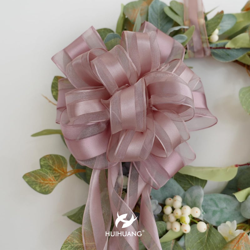 HUIHUANG Dusty Rose Sheer Wired Ribbon with Satin Stripe 2.5 inch Mauve Wire Ribbon for Bows Making, Wreaths, Gift Wrapping, Wedding Bridal Shower Decor, Christmas Tree-Continous 10 Yards - Image 4