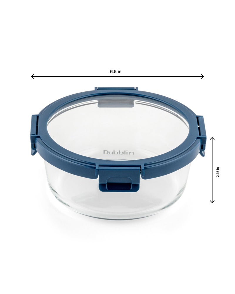 DUBBLIN Keep In Glass Borosilicate Glass Container 970ml - Round, Clear | Oven, Freezer & Microwave Safe Storage Solution (1 Piece) - Image 4