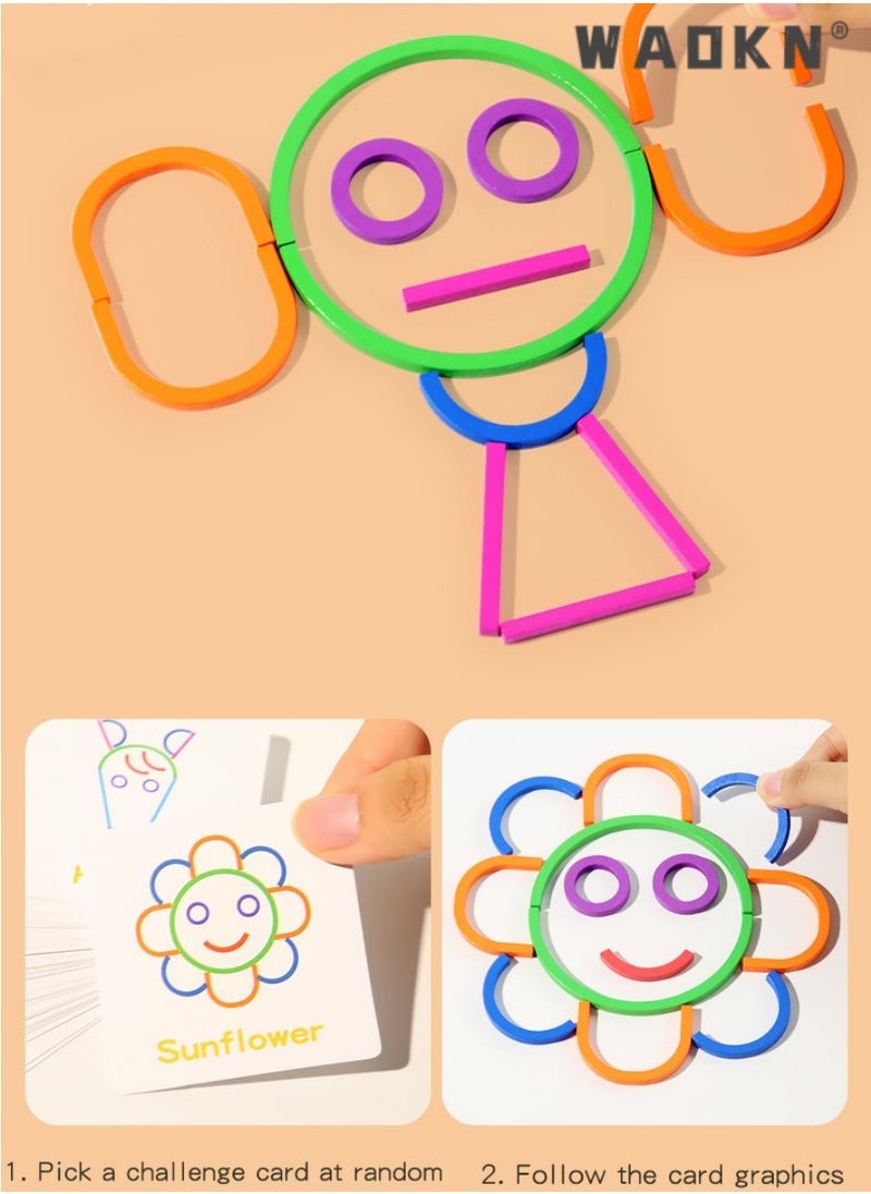 دبليو أيه أو كي أن - لعبة ألغاز خشبية تعليمية مع صندوق حديدي للأولاد والبنات من سن 3 إلى 6 سنوات، تحفز الإبداع والخيال لدى الأطفال من أجل التعلم المبكر - Image 1