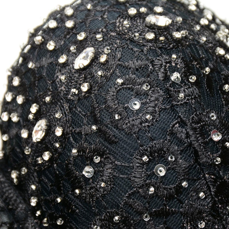 ELLACCI Women's Natural Reigning Lace Rhinestone Bustier Crop Top Sexy Mesh Corset Top Bra Medium Black - Image 5