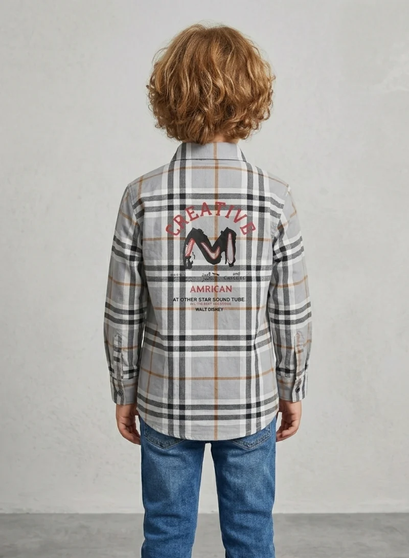 بيبي كلو Boys Grey Checkered Casual Cotton Shirt