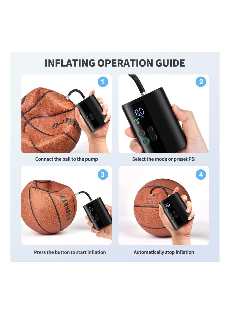 SYOSI Portable Sports Electric Ball Pump, Electric Pump with Precise Pressure Gauge and Emergency Power Bank, 2 Pins and 1 Nozzle, 4 Preset Modes for Basketball, Soccer, Volleyball and Football - Image 3