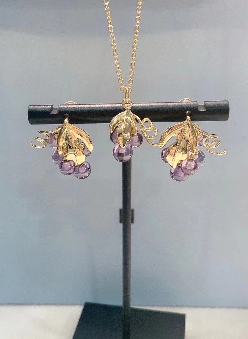 HEFANG Grapes Earrings-Grape Purple - Image 3