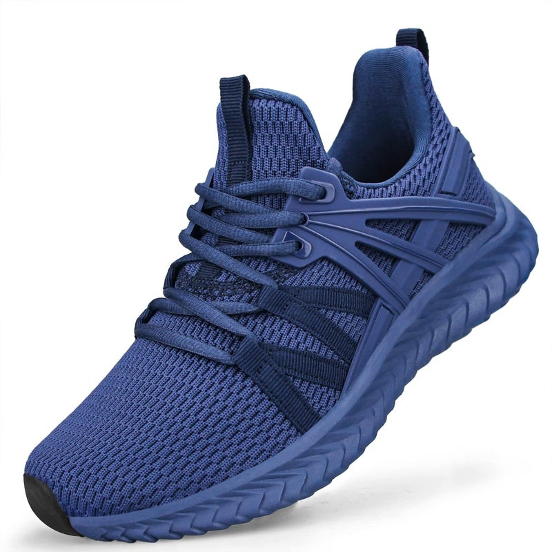 Abboos Ladies Sports Shoes Walking Shoes for Women Casual Breathable Sneaker Lace Up Tennis Running Sneakers Blue Size 10 - Image 1