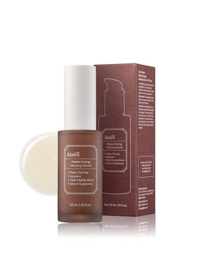 DearKlairs Maple Energy Infusing Serum 30 Ml, Maple Energy, Pore Minimizing, Peptide, Squalane, Hydrating And Moisturizing Serum, Korean Skin Care, All Skin Types 
