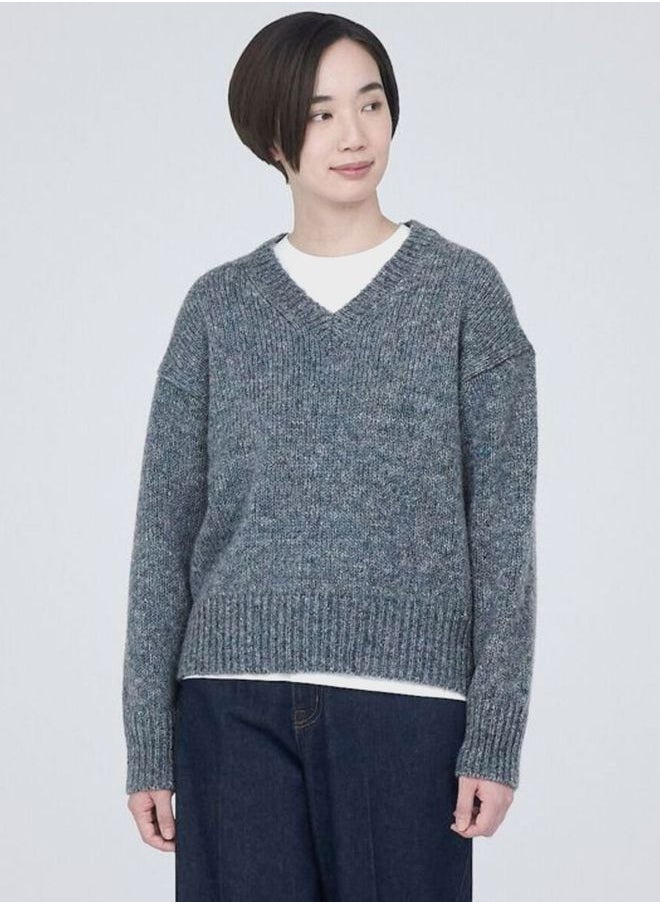 MUJI Wool Yak Blend Nep Yarn V Neck Sweater  - Image 1