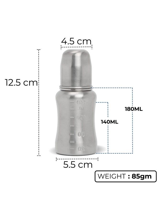 Speedex Stainless Steel Baby Feeding Bottle And Cleaning Brush Combo With Internal Ml Marking (150 Ml 1 Extra Nipple Free) - Image 5