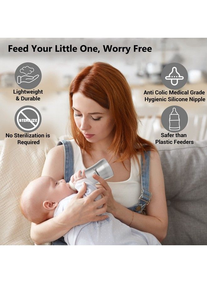 Speedex Stainless Steel Baby Feeding Bottle And Cleaning Brush Combo With Internal Ml Marking (150 Ml 1 Extra Nipple Free) - Image 4