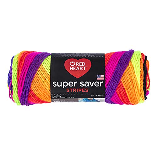 RED HEART Super Saver Yarn, 5 ounces, Bright Stripe (pack 3) - Image 1