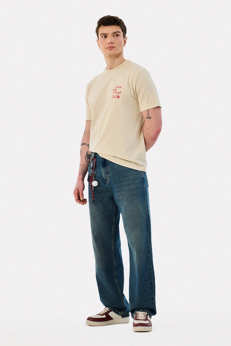SNITCH Blue Blue Solid Loose Fit Casual Jeans for Men | Best Price UAE