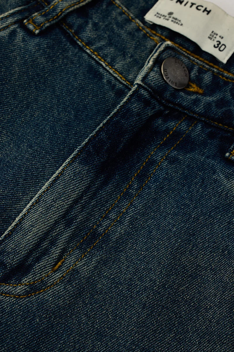 SNITCH Blue Blue Solid Loose Fit Casual Jeans for Men | Best Price UAE