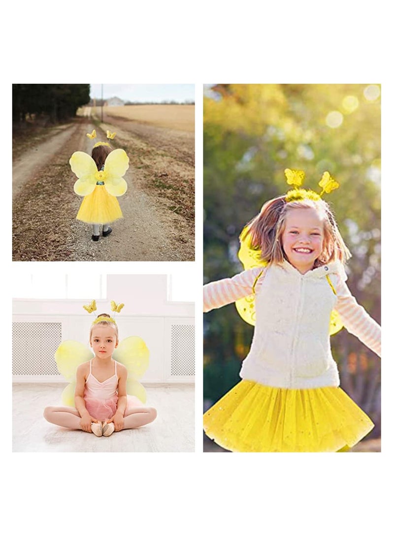 Girls 4 Piece Fairy Costume Set with erfly Wings and Tutu Dress Perfect for Birthdays and Dress Up Parties