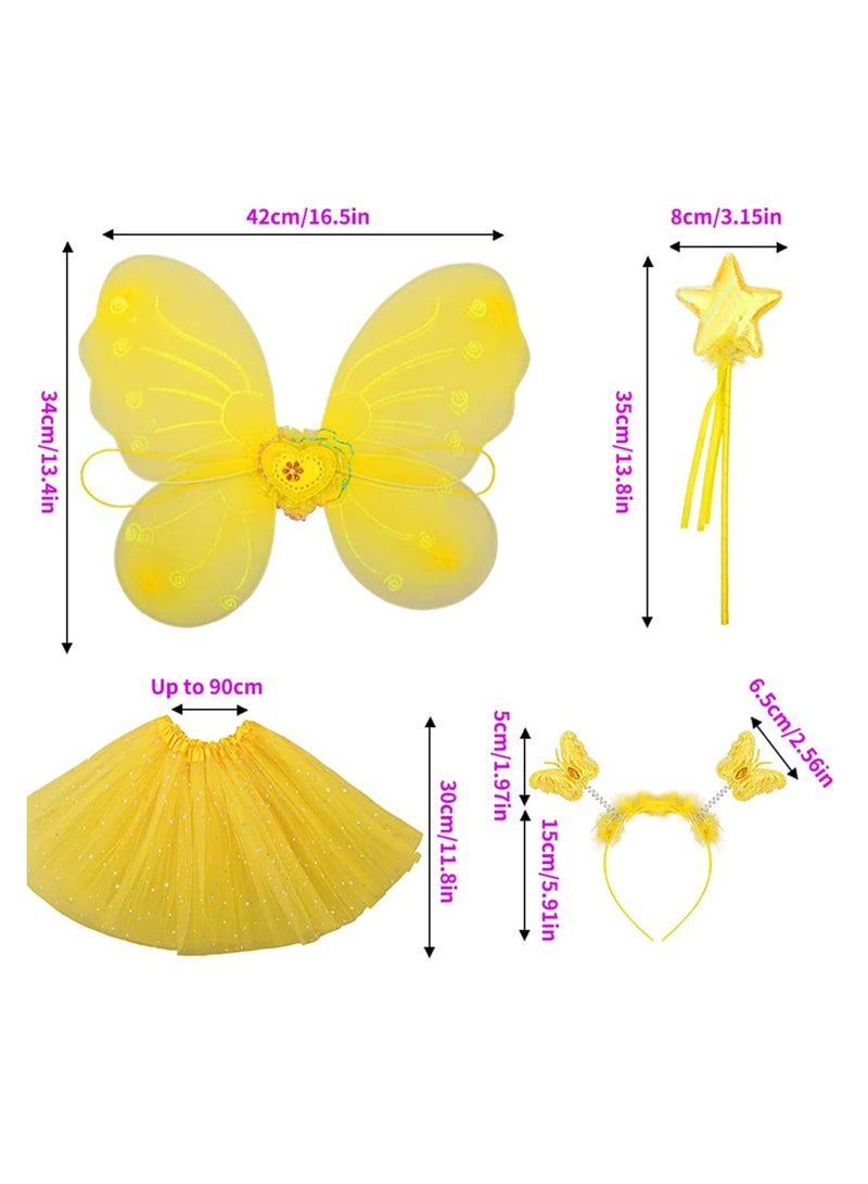 Girls 4 Piece Fairy Costume Set with erfly Wings and Tutu Dress Perfect for Birthdays and Dress Up Parties