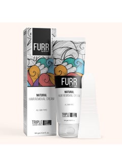 Furr Furr Natural Hair Removal Cream, Triple response formula, Honey & Jojoba & Turmeric, for all skin types, 100 gm - Pack of 3  - Image 2