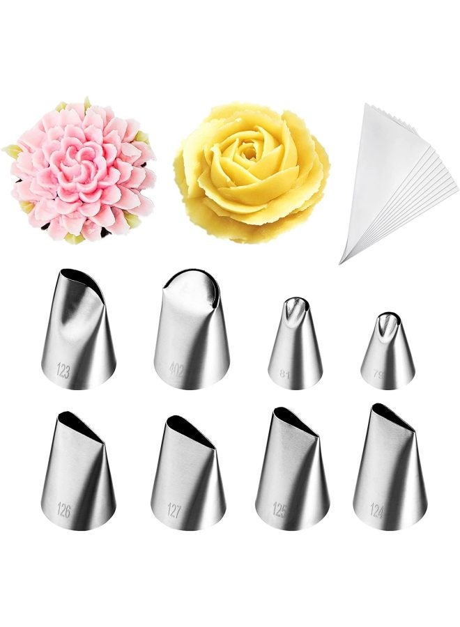 Stainless Steel 304 Rose Piping Spout Bean Paste Petals Skirt Squeeze Nozzle Cream Nozzle Piping Bag Set-Specifications:79  81 402 123 124 125 126  127 - Image 2