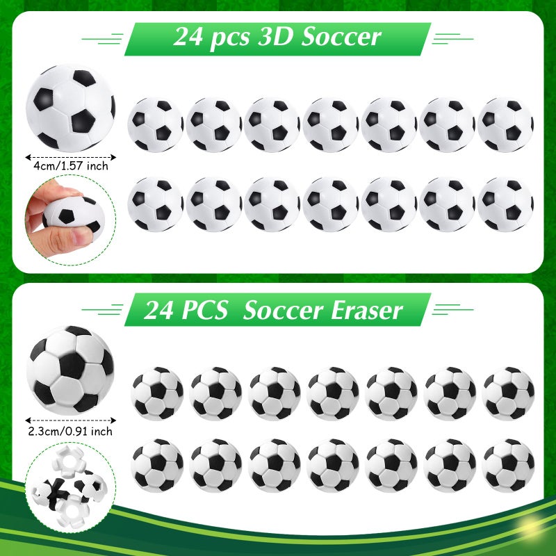 Aoriher 194 Pcs Soccer Party Favors Set - Silicone Charm Bracelets, Mini Soccer Bouncy Balls, Toy Keychains, Non Woven Gift Goodie Bags, Sticker Eraser for Sports Party Supplies - Image 5