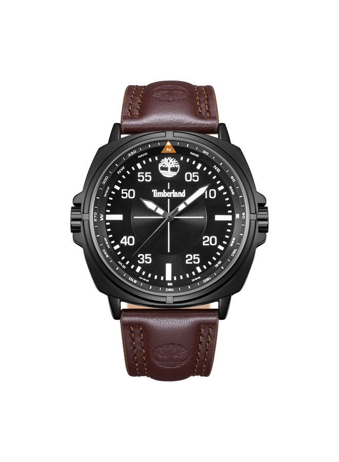 Timberland Men Williston Black Dial Leather Strap Analog Watch for Men, 48mm - Image 1