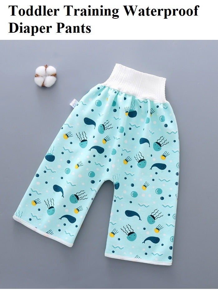Toddler Training Waterproof Diaper Pants For Babies, Unisex, For Baby Girls And Boys, Blue,Washable Diapers - Image 1
