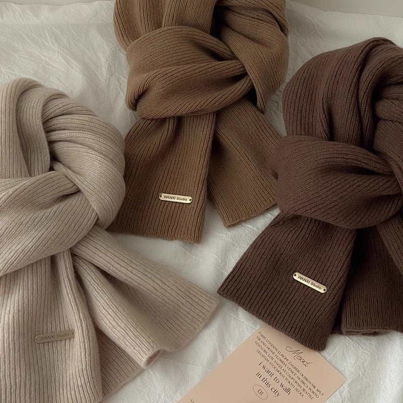 100 Australian Wool Knitted Cashmere Scarf Women'S All-Match Solid Color Scarf Winter Day Gift For Boys - Image 5