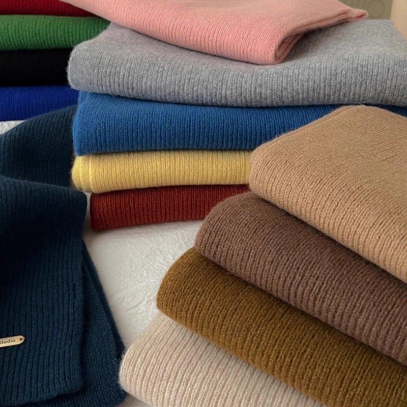 100 Australian Wool Knitted Cashmere Scarf Women'S All-Match Solid Color Scarf Winter Day Gift For Boys - Image 3