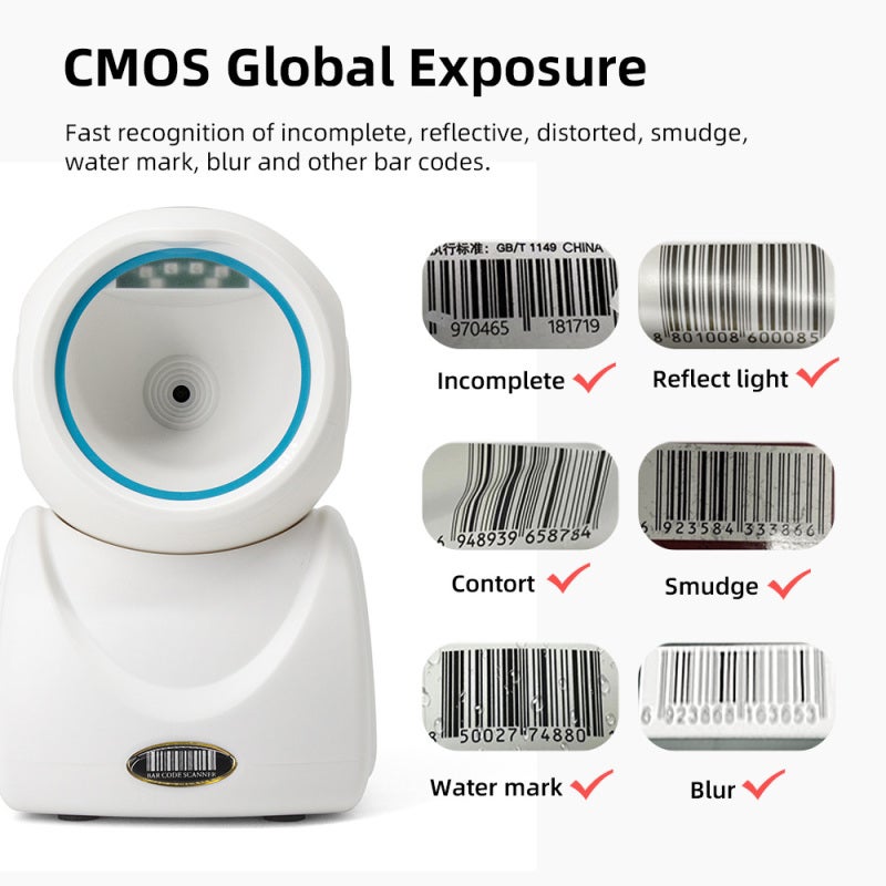 Barcode Scanner: 1D/2D/QR Strong Decoding Capacity - Hands-Free Desktop Design USB Wired Qr Code Scanner for Supermarkets, Retail Stores, Warehouses & More - Image 3
