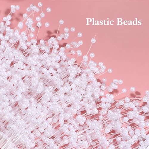 ULTNICE 100Pcs Ultnice White Pearl Beads String 22In Durable Abs Plastic Wedding Decorations DIY Bridal Bouquet Accessories Elegant Floral Picks - Image 3