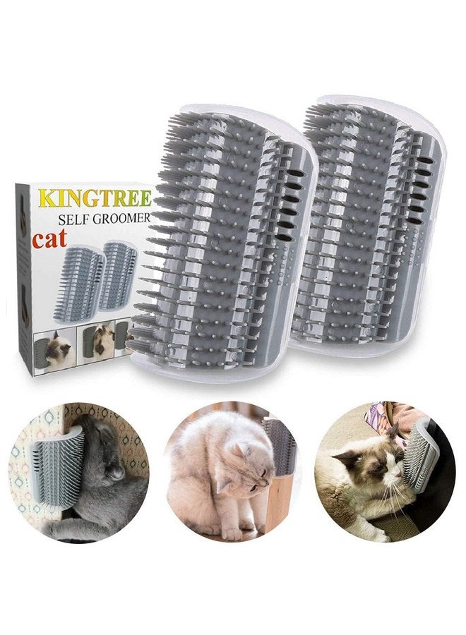 Kingtree Cat Self Groomer Wall Corner Brush with Catnip, 2 Pack Softer Cat Corner Scratcher Self Grooming Massage Combs for Long Short Fur Cats Kitten - Image 1